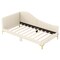 Beige Solid Wood Linen Fabric Daybed with Rivet Tufted Design